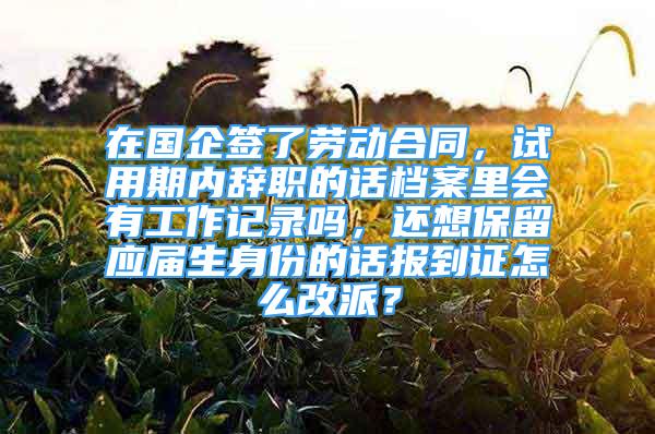 在國企簽了勞動合同，試用期內(nèi)辭職的話檔案里會有工作記錄嗎，還想保留應(yīng)屆生身份的話報(bào)到證怎么改派？