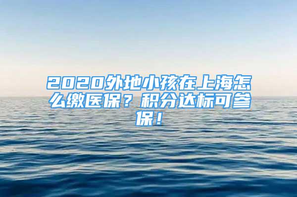 2020外地小孩在上海怎么繳醫(yī)保？積分達(dá)標(biāo)可參保！