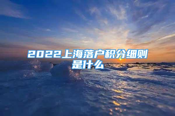 2022上海落戶積分細則是什么