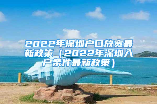 2022年深圳戶口放寬最新政策（2022年深圳入戶條件最新政策）