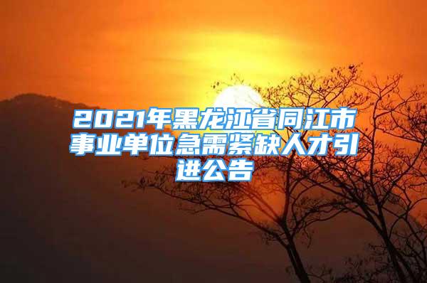 2021年黑龍江省同江市事業(yè)單位急需緊缺人才引進公告