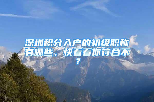 深圳積分入戶的初級職稱有哪些，快看看你符合不？