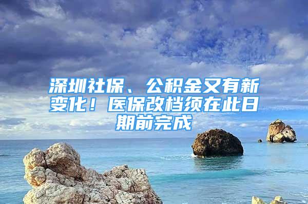 深圳社保、公積金又有新變化！醫(yī)保改檔須在此日期前完成