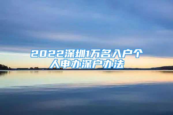 2022深圳1萬名入戶個(gè)人申辦深戶辦法