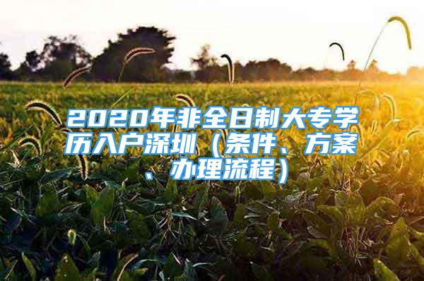 2020年非全日制大專學歷入戶深圳（條件、方案、辦理流程）