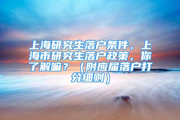 上海研究生落戶條件，上海市研究生落戶政策，你了解嘛？（附應(yīng)屆落戶打分細(xì)則）