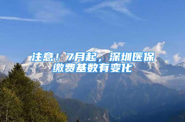 注意！7月起，深圳醫(yī)保繳費(fèi)基數(shù)有變化