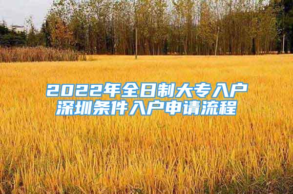 2022年全日制大專入戶深圳條件入戶申請流程