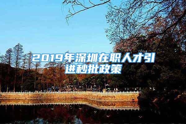 2019年深圳在職人才引進(jìn)秒批政策