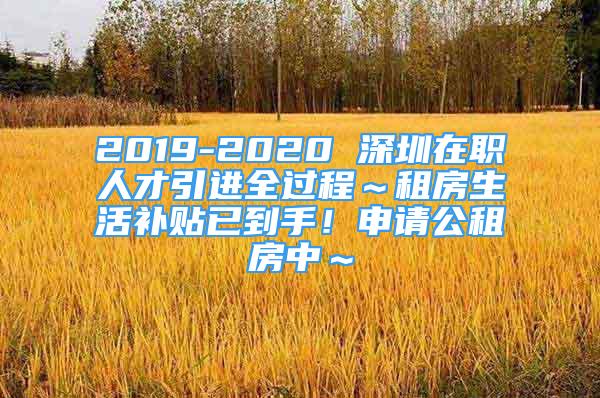 2019-2020 深圳在職人才引進全過程～租房生活補貼已到手！申請公租房中～