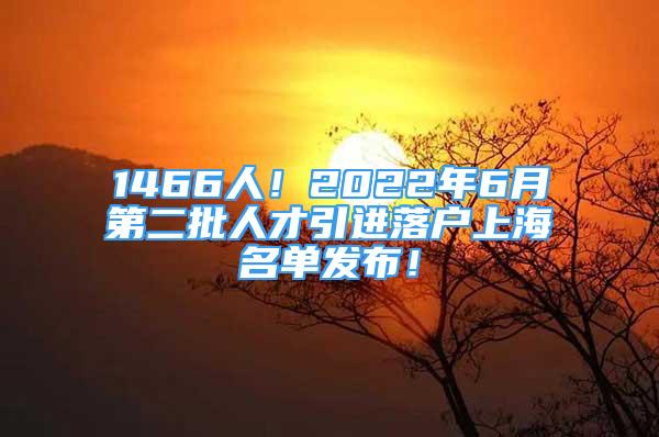 1466人！2022年6月第二批人才引進落戶上海名單發(fā)布！