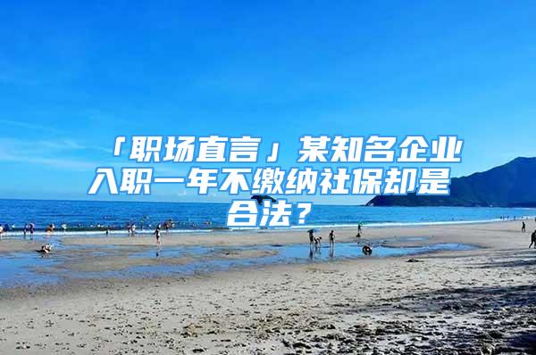 「職場直言」某知名企業(yè)入職一年不繳納社保卻是合法？