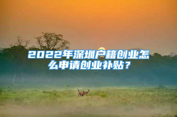 2022年深圳戶籍創(chuàng)業(yè)怎么申請創(chuàng)業(yè)補(bǔ)貼？