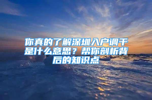 你真的了解深圳入戶調(diào)干是什么意思？幫你剖析背后的知識點(diǎn)