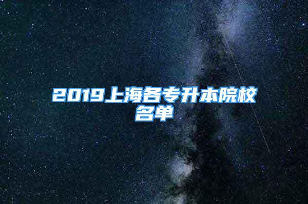 2019上海各專升本院校名單