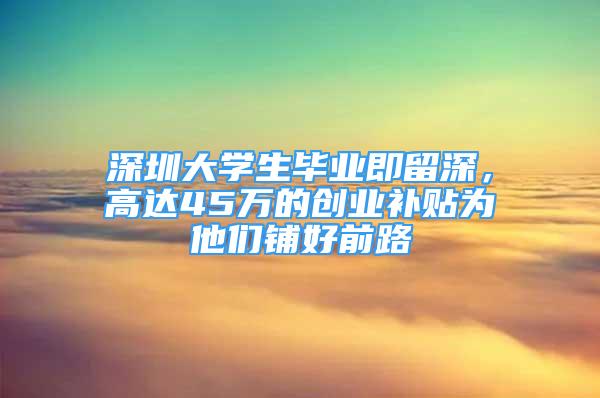 深圳大學(xué)生畢業(yè)即留深，高達45萬的創(chuàng)業(yè)補貼為他們鋪好前路