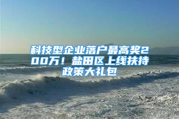 科技型企業(yè)落戶最高獎200萬！鹽田區(qū)上線扶持政策大禮包