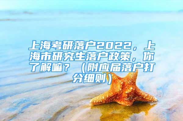 上?？佳新鋺?022，上海市研究生落戶政策，你了解嘛？（附應屆落戶打分細則）