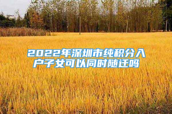 2022年深圳市純積分入戶子女可以同時(shí)隨遷嗎