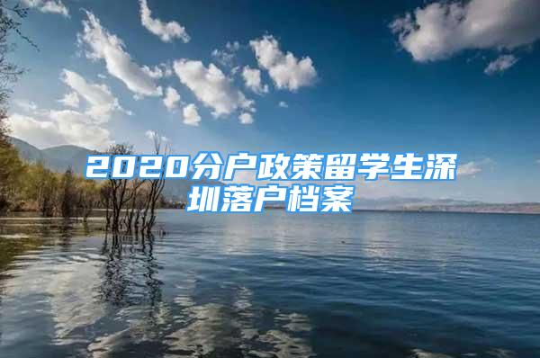 2020分戶政策留學(xué)生深圳落戶檔案