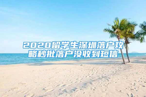 2020留學生深圳落戶攻略秒批落戶沒收到短信