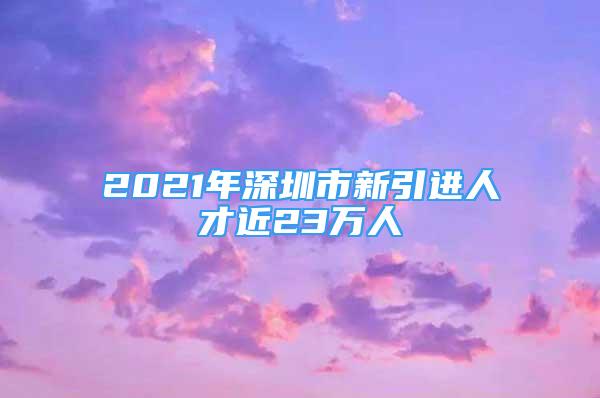 2021年深圳市新引進人才近23萬人