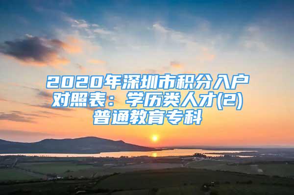 2020年深圳市積分入戶(hù)對(duì)照表：學(xué)歷類(lèi)人才(2)普通教育專(zhuān)科