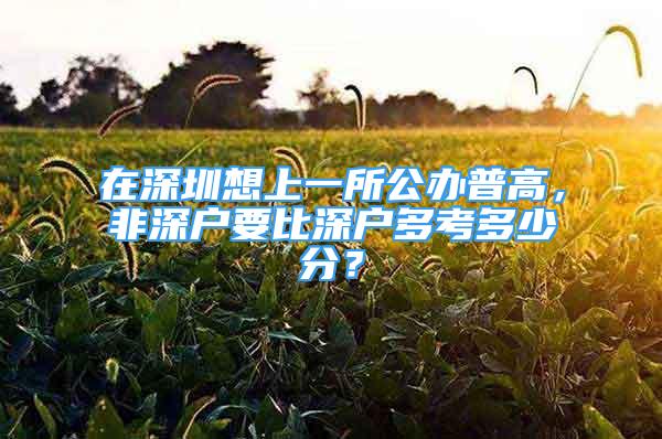 在深圳想上一所公辦普高，非深戶要比深戶多考多少分？