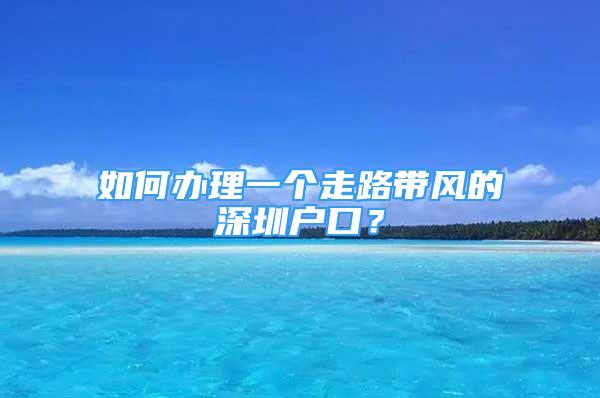 如何辦理一個(gè)走路帶風(fēng)的深圳戶口？