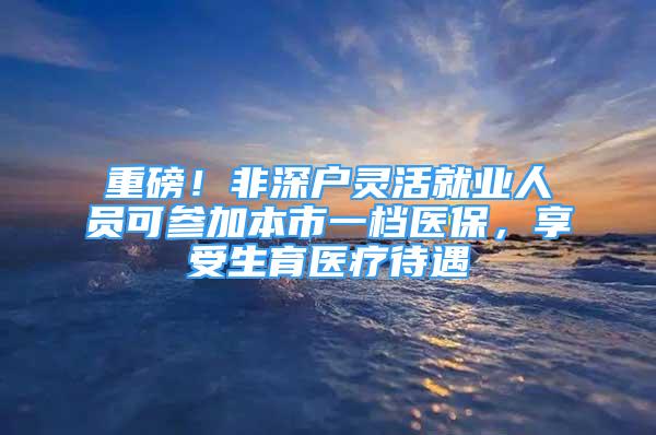 重磅！非深戶靈活就業(yè)人員可參加本市一檔醫(yī)保，享受生育醫(yī)療待遇