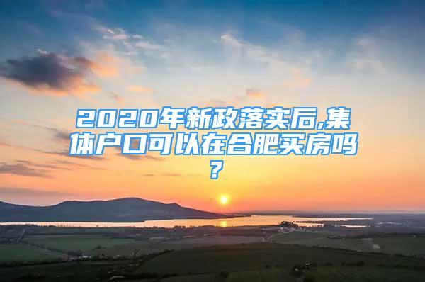 2020年新政落實后,集體戶口可以在合肥買房嗎？