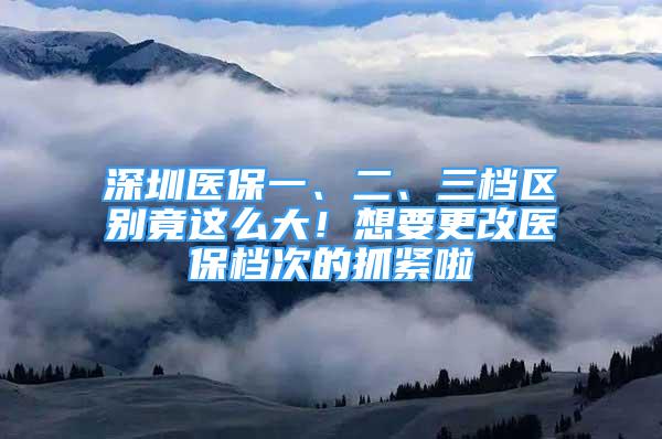 深圳醫(yī)保一、二、三檔區(qū)別竟這么大！想要更改醫(yī)保檔次的抓緊啦