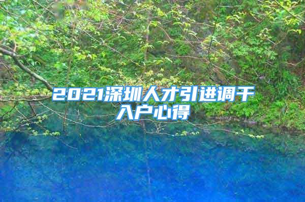 2021深圳人才引進(jìn)調(diào)干入戶(hù)心得