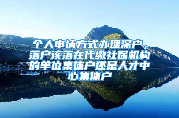 個(gè)人申請(qǐng)方式辦理深戶，落戶該落在代繳社保機(jī)構(gòu)的單位集體戶還是人才中心集體戶