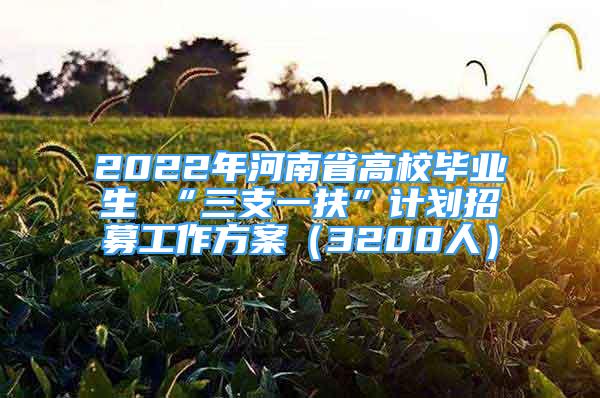 2022年河南省高校畢業(yè)生 “三支一扶”計劃招募工作方案（3200人）