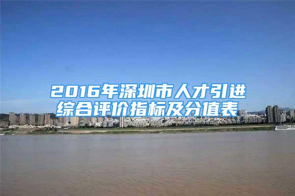 2016年深圳市人才引進(jìn)綜合評(píng)價(jià)指標(biāo)及分值表