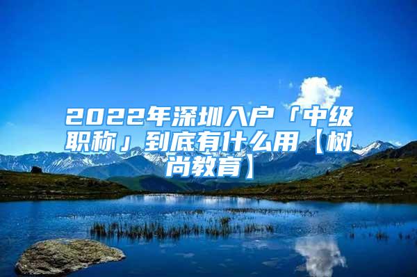 2022年深圳入戶「中級(jí)職稱」到底有什么用【樹尚教育】