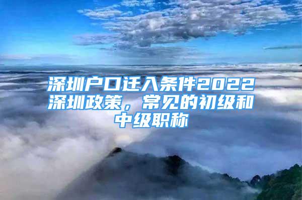 深圳戶口遷入條件2022深圳政策，常見(jiàn)的初級(jí)和中級(jí)職稱