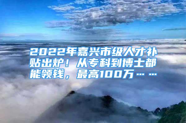 2022年嘉興市級(jí)人才補(bǔ)貼出爐！從?？频讲┦慷寄茴I(lǐng)錢(qián)，最高100萬(wàn)……