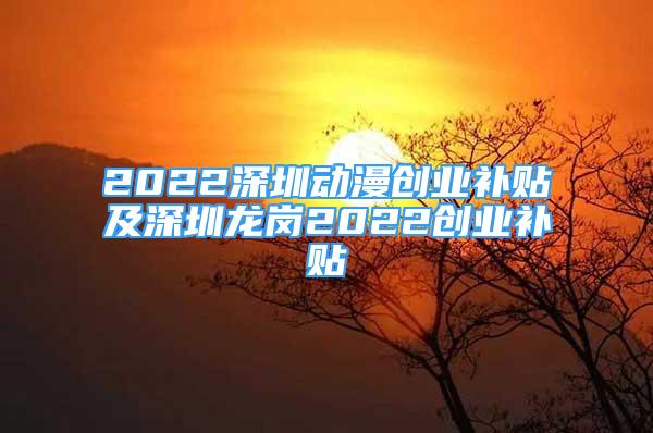 2022深圳動漫創(chuàng)業(yè)補(bǔ)貼及深圳龍崗2022創(chuàng)業(yè)補(bǔ)貼