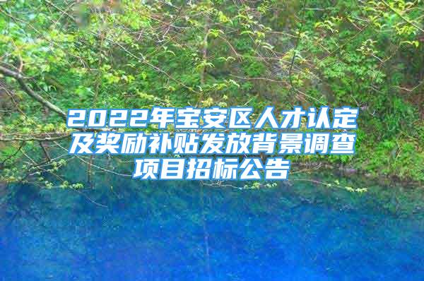 2022年寶安區(qū)人才認(rèn)定及獎勵補貼發(fā)放背景調(diào)查項目招標(biāo)公告