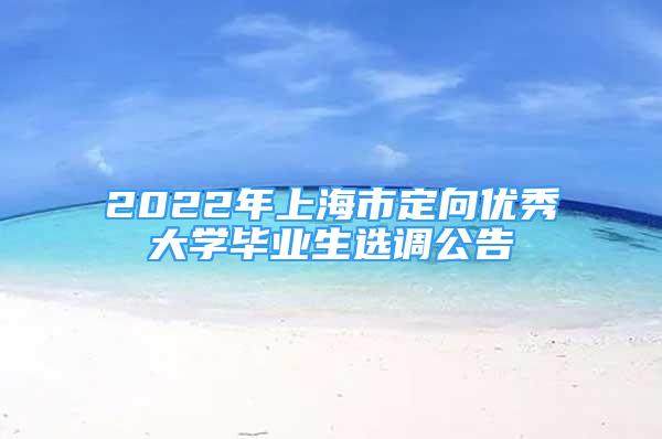 2022年上海市定向優(yōu)秀大學(xué)畢業(yè)生選調(diào)公告