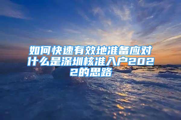 如何快速有效地準備應對什么是深圳核準入戶2022的思路