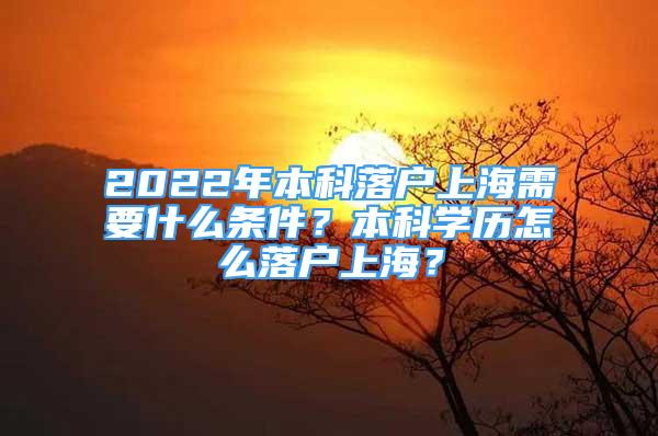 2022年本科落戶上海需要什么條件？本科學(xué)歷怎么落戶上海？