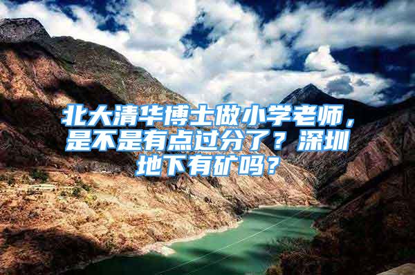 北大清華博士做小學老師，是不是有點過分了？深圳地下有礦嗎？