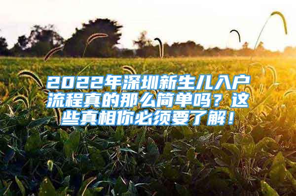 2022年深圳新生兒入戶流程真的那么簡單嗎？這些真相你必須要了解！