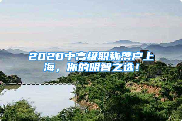 2020中高級職稱落戶上海，你的明智之選！