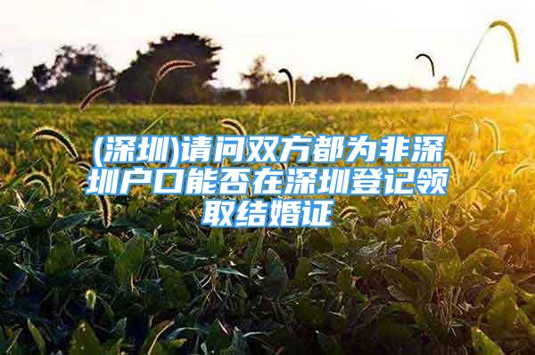 (深圳)請問雙方都為非深圳戶口能否在深圳登記領(lǐng)取結(jié)婚證