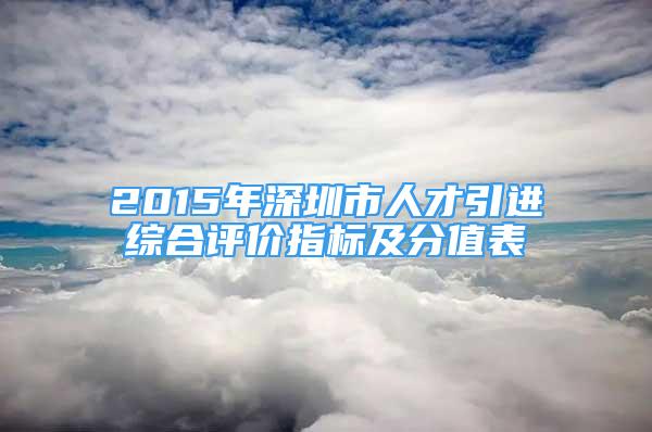 2015年深圳市人才引進綜合評價指標及分值表