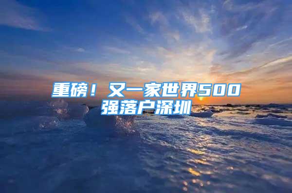 重磅！又一家世界500強落戶深圳